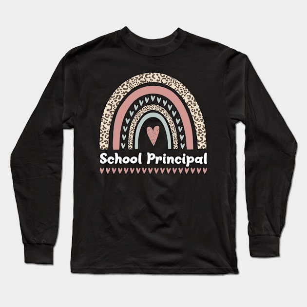 School Principal Leopard Rainbow Long Sleeve T-Shirt by PixelArt